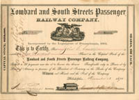 Lombard and South Streets Passenger Railway Co. - Stock Certificate